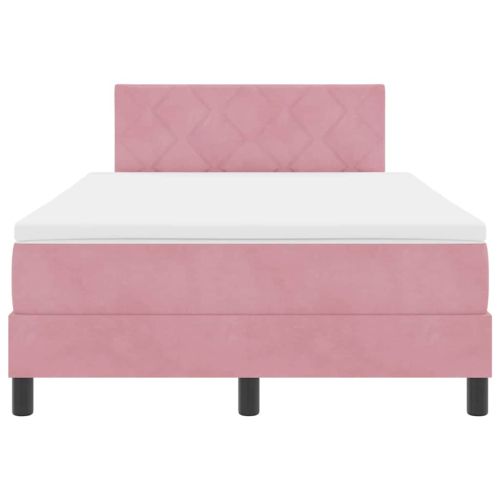 LED кутия за пружини с легло с LED Розово 120 x 200 cm Кадифе