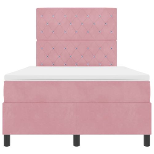 LED кутия за пружини с легло Розово 120 x 200 cm текстил