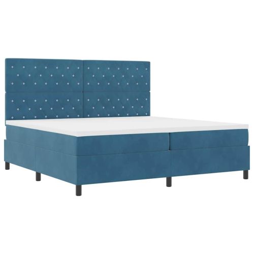 LED кутия за пружини с легло Тъмен син 200 x 200 cm текстил