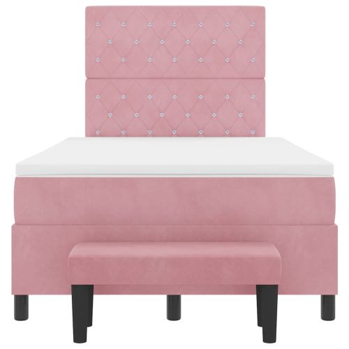 Легло с пружинирана основа с матрак Розово 120 x 200 cm Кадифе