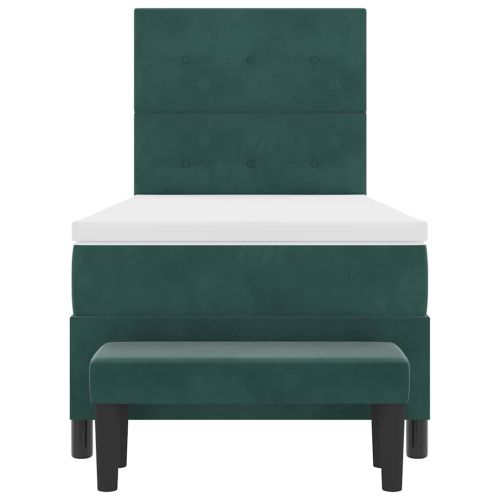 Легло с пружинирана основа Тъмнозелено 100 x 200 cm Кадифе