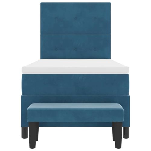 Легло с пружинирана основа Тъмносиньо 100 x 200 cm Кадифе