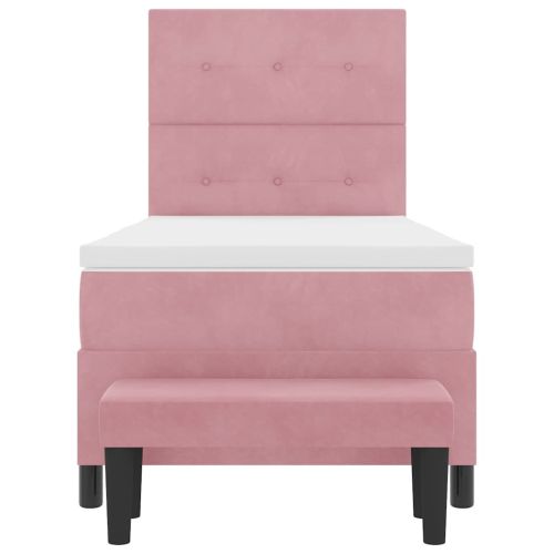 Легло с пружинирана основа с матрак Розово 100 x 200 cm Кадифе