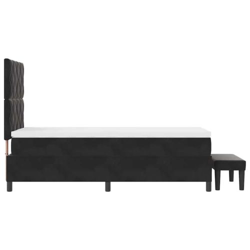 Легло с пружинирана основа с матрак Черно 100 x 200 cm Кадифе