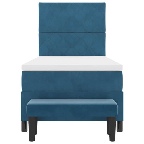 Легло с пружинирана основа Тъмносиньо 100 x 200 cm Кадифе