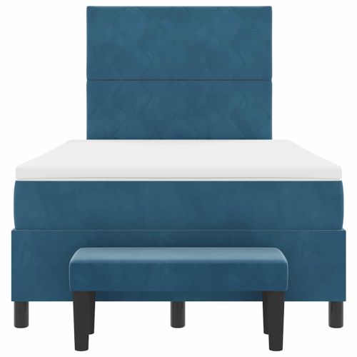 Легло с пружинирана основа Тъмносиньо 120 x 200 cm Кадифе