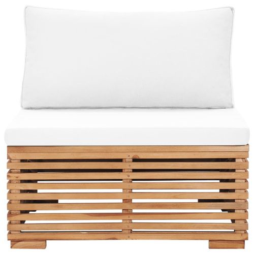 Градински междинен диванен модул кремава възглавница тик масив