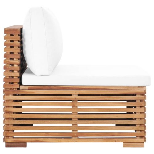 Градински междинен диванен модул кремава възглавница тик масив