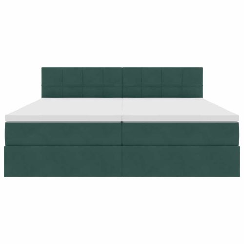 Легло С LED лентисти светлини Тъмен зелен 200 x 200 cm Кадифе