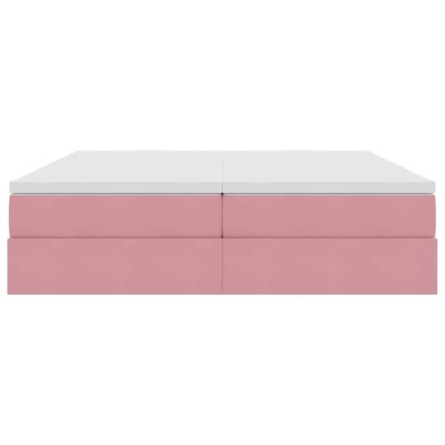Легло с място за съхранение и матрак Розово 200 x 200 cm Кадифе