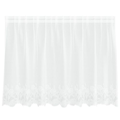 Перде от дантела С завеси Флорален Бяло 100 x 200 cm Полиестер