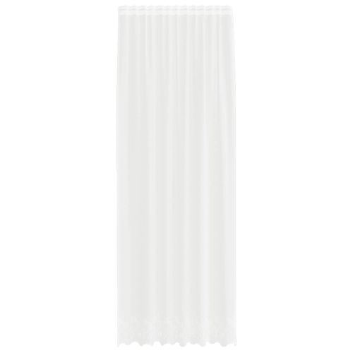 Перде от дантела С завеси Флорален Бяло 260 x 150 см Полиестер