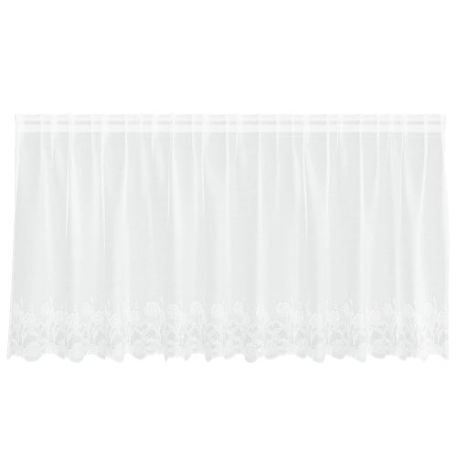 Перде от дантела С завеси Флорален Бяло 100 x 300 cm Полиестер