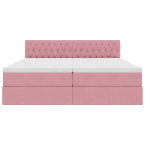 Легло С LED лентисти светлини Розово 200 x 200 cm Кадифе