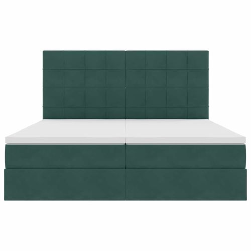 Легло С LED лентисти светлини Тъмен зелен 200 x 200 cm Кадифе