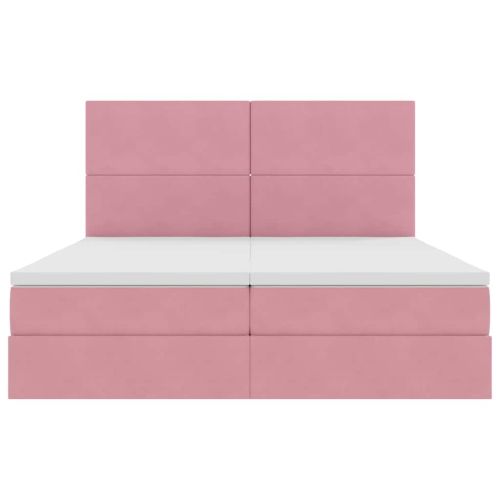 Легло С LED лентисти светлини Розово 200 x 200 cm Кадифе