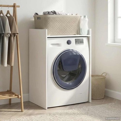 Шкаф за пералня Бяло 67,5 x 48 x 97 см Инженерно дърво