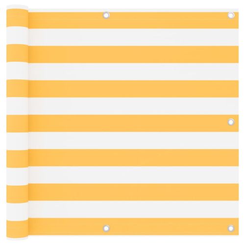 Балконски параван, бяло и жълто, 90x300 см, оксфорд плат
