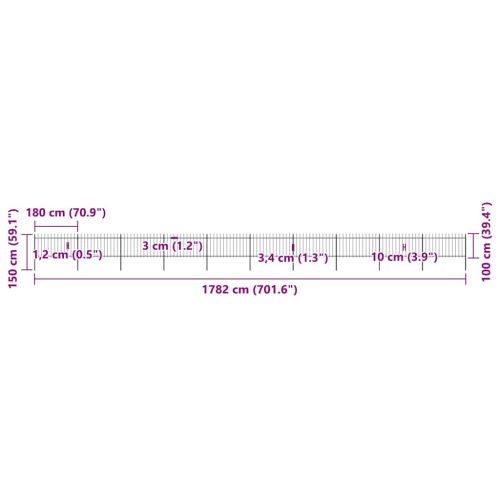 Градинска ограда с връх тип копие, стомана, 1781,5x100 см, черна