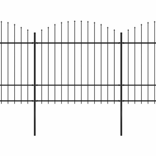 Градинска ограда с връх тип „копие“, стомана, 1781,5x175 см, черна