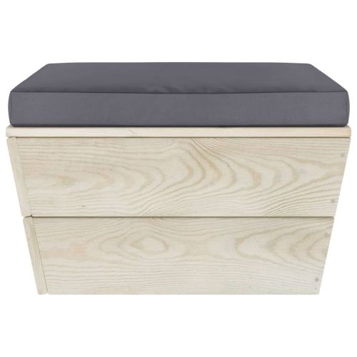 Градински лаундж комплект от палети 3 части с възглавници смърч