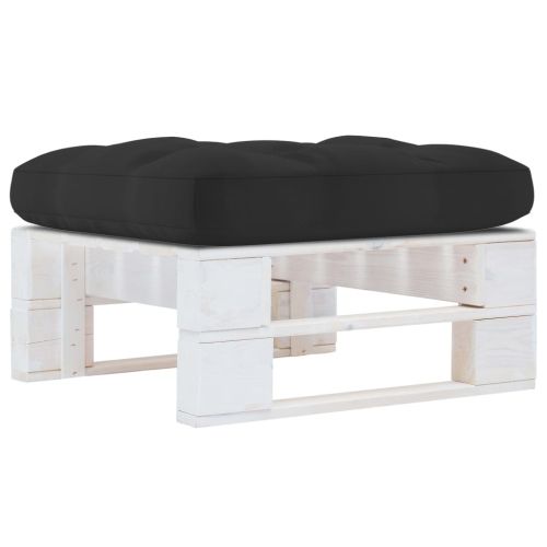 Градинска палетна табуретка бяло импрегнирано борово дърво