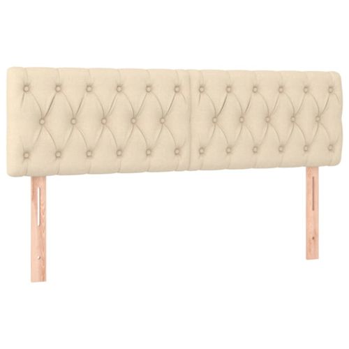 Боксспринг легло с матрак и LED, кремаво, 140x190 см, плат