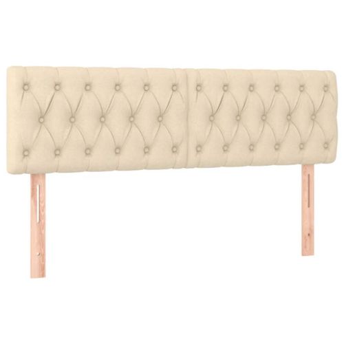 Боксспринг легло с матрак и LED, кремаво, 140x190 см, плат