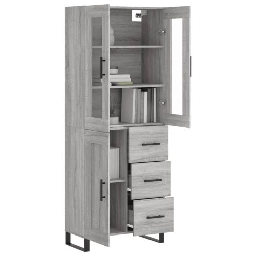 Висок шкаф, сив сонома, 69,5x34x180 см, инженерно дърво