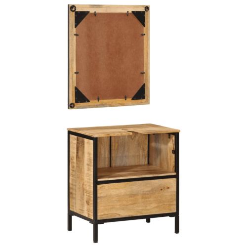 Комплект мебели за баня, 2 части, желязо и масивно манго