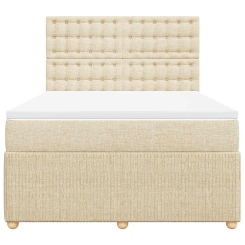 Боксспринг легло с матрак, кремаво, 140x190 см, плат