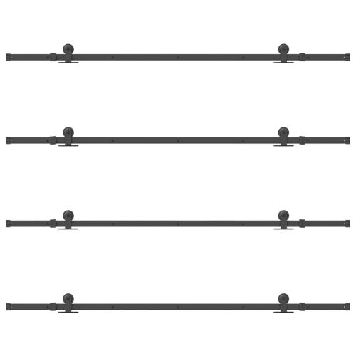 Комплект механизъм за плъзгаща врата, 427 см, стомана, черен