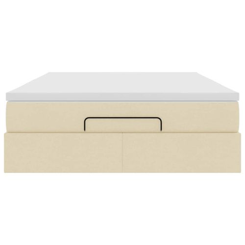 Османска легло с матрак, кремаво, 140x190 см, плат