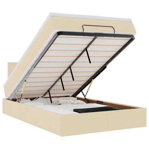 Османска легло с матрак, кремаво, 140x190 см, плат