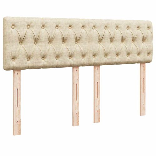 Османска легло с матрак и LED, кремаво, 140x190 см, плат