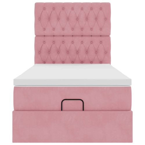 Османска легло с матраци, розово, 80x200 см, кадифе