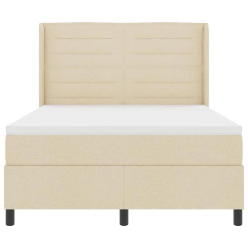 LED кутия за пружини с легло с матрак Крем 140 x 190 cm текстил