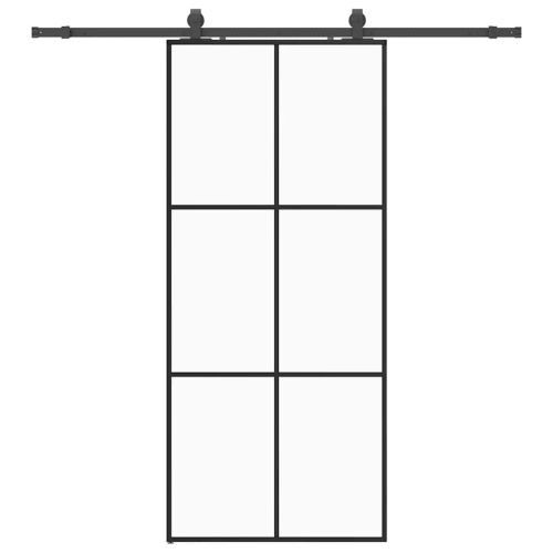 Плъзгаща се врата с обков черна 90x205 см ESG стъкло