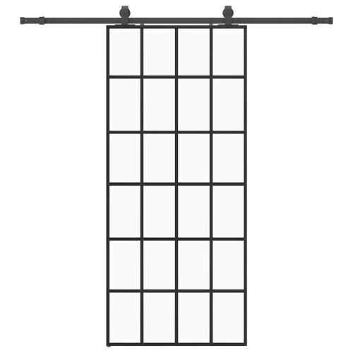 Плъзгаща се врата с обков черна 90x205 см ESG стъкло