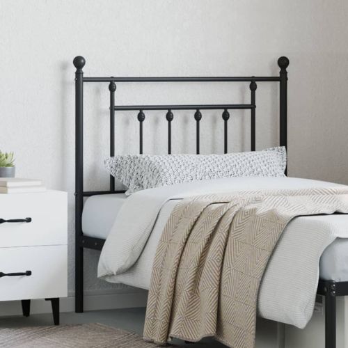 Метална резервна табла за легло, черна, 80 см