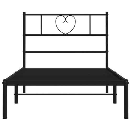 Метална рамка за легло с горна табла, черна, 80x200 см
