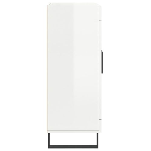 Сайдборд, бял гланц, 69,5x34x90 см, инженерно дърво