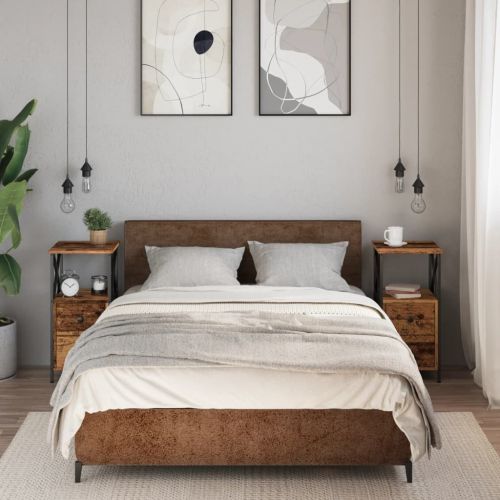 Нощни шкафчета 2 бр cтаро дърво 34x35,5x70 см инженерно дърво