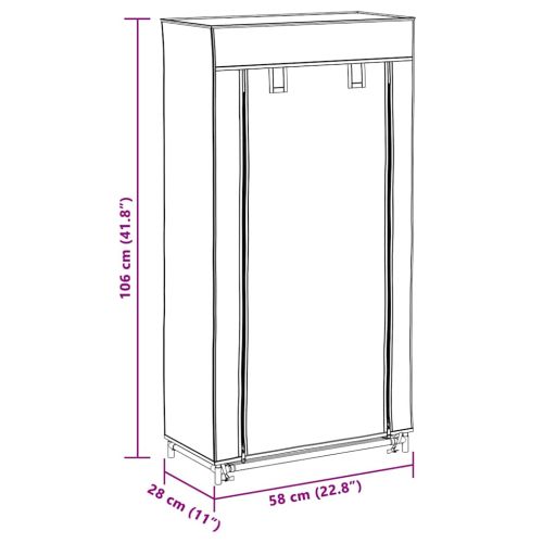 Платнен шкаф за обувки с покривало 58 х 28 х 106 см, черен