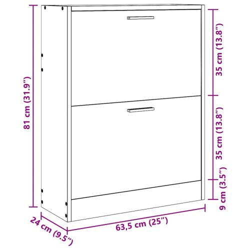 Бял дървен шкаф за обувки с 2 отделения