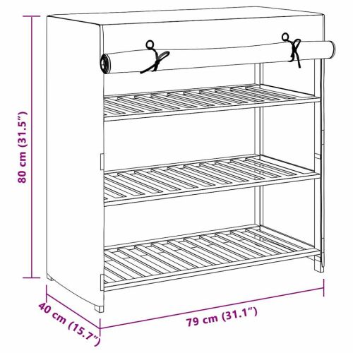 Шкаф за обувки с покривало, сив, 79x40x80 см, плат