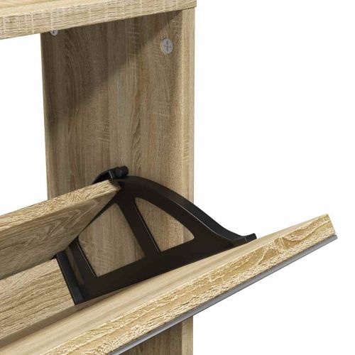 Шкаф за обувки на 5 нива с огледала, дъб, 63x17x169,5 cм