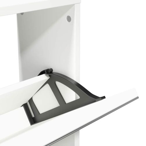 Шкаф за обувки на 5 нива с огледала, бял, 63x17x169,5 cм