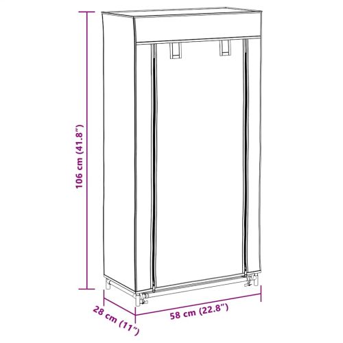 Шкаф за обувки с покривало, кремав, 58х28х106 см, плат