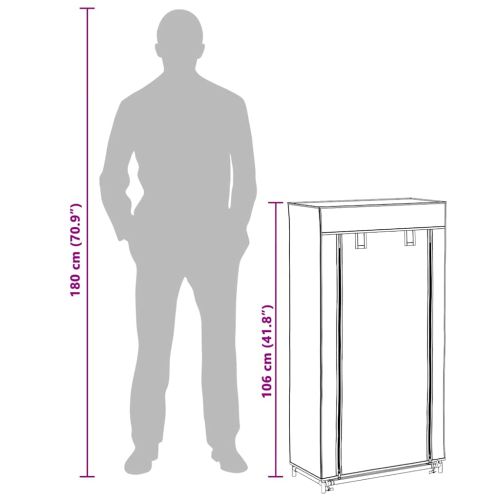 Шкаф за обувки с покривало, кремав, 58х28х106 см, плат